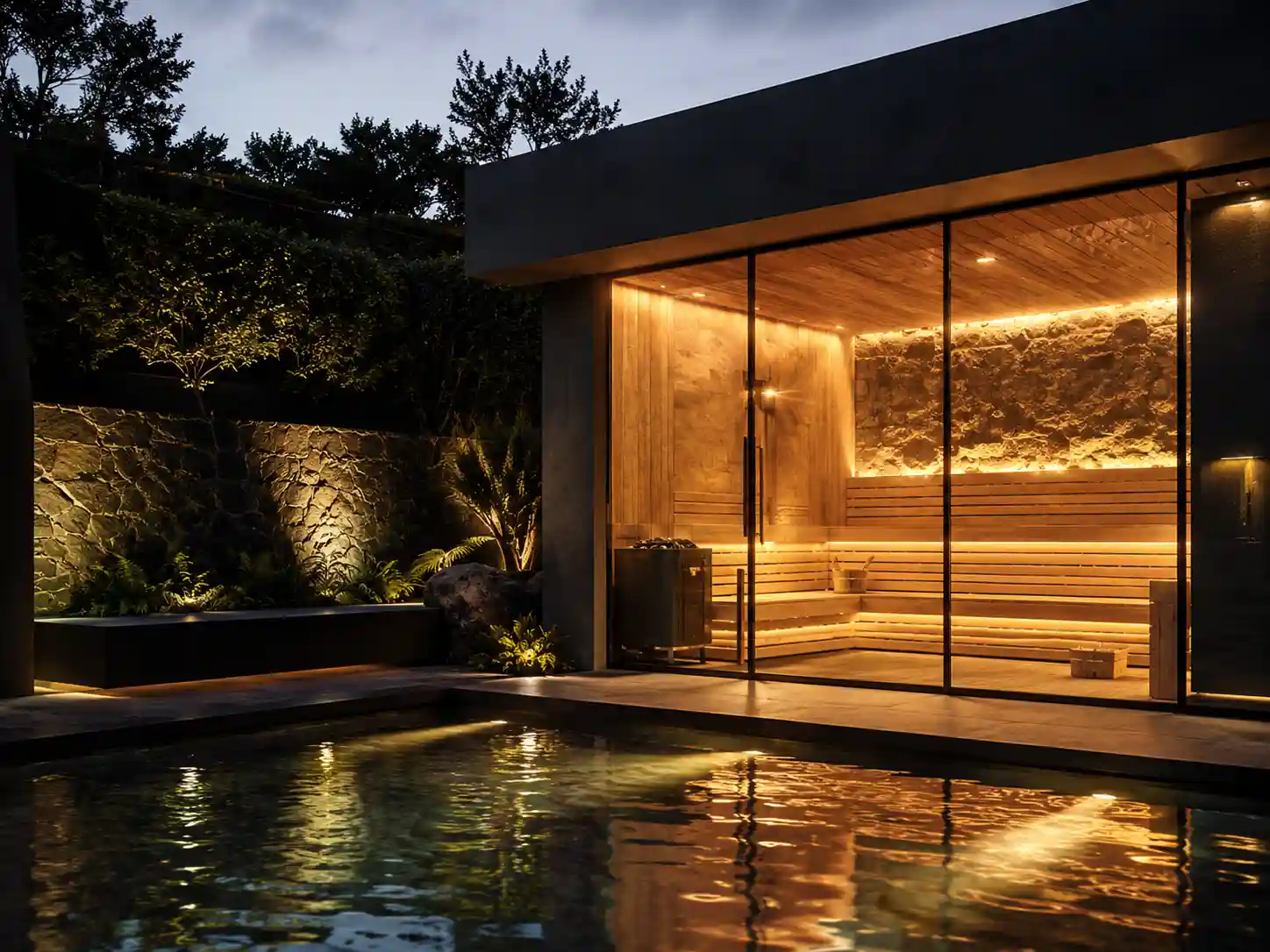 Commercial spa and resort sauna space